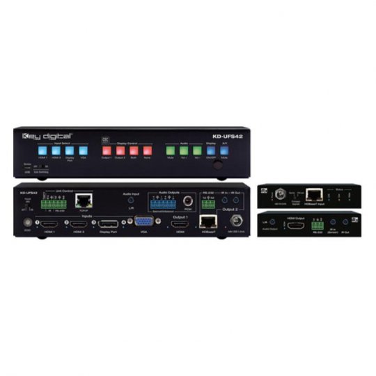 Key Digital KDUFS42 4x4 4K 18G Universal Format HDMI/DP/VGA Switcher