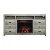 Bell'O WILDERG TV Stand With Classic Flame Electric Fireplace GREY