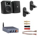 JBL Stage XD-5 Outdoor Speakers with Fosi Audio BT20A Pro Bluetooth Amplifier, Ultralink Speaker Wire and Kanto Wall Mounts Bundle BLACK