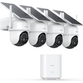 aosu SolarCam D1 Max C9S-4H 4K Solar Security Camera System with aosuCortex AI Hub (4 Cameras) WHITE