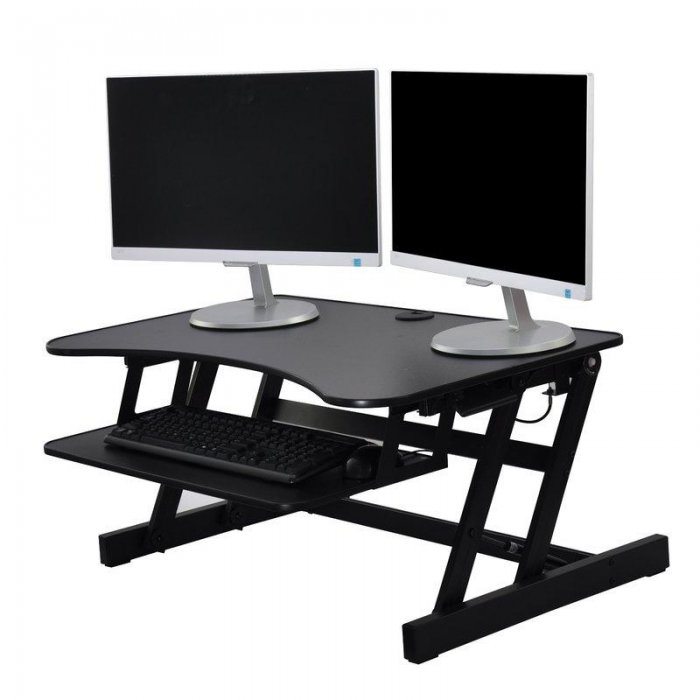 Rocelco EADR Sit-To-Stand 37-Inch Adjustable Desk Riser BLACK - Click Image to Close