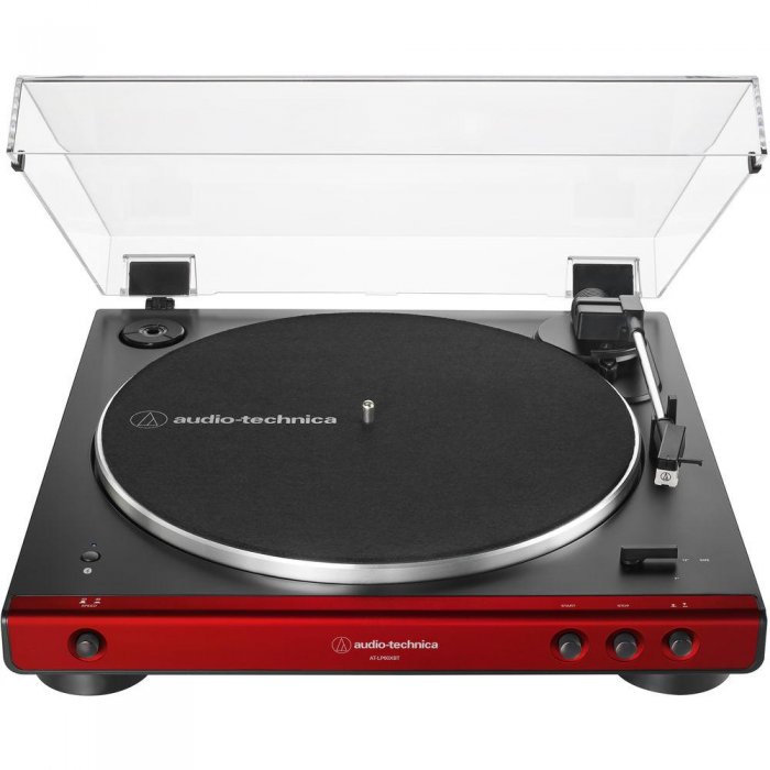 Audio-Technica AT-LP60XBT-RD Fully Automatic Belt-Drive Bluetooth Turntable RED - Click Image to Close