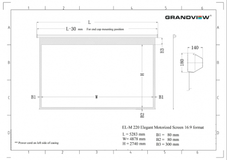 Description image for Grandview EL-M 220-Inch Elegant Series Motorized Projection Screen