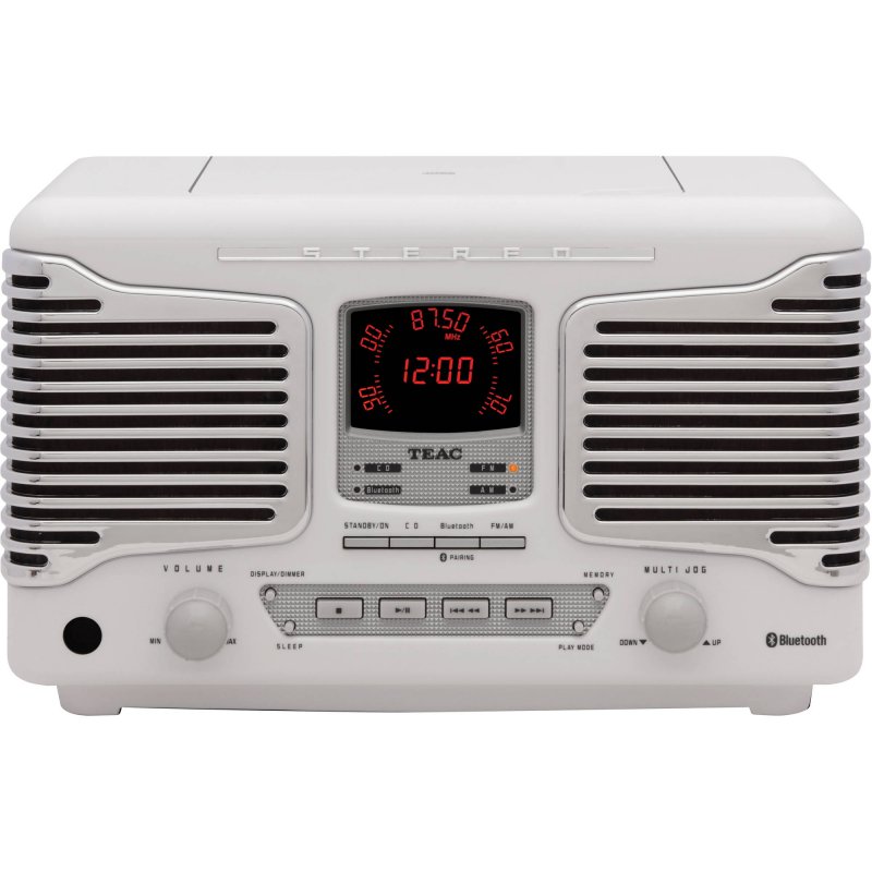 Teac SL-D800BT Wireless Bluetooth Vintage Retro Radio WHITE