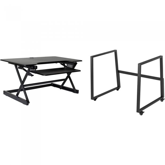 Rocelco DADR40+FSM 40" Adjustable Standing Desk BLACK - Click Image to Close