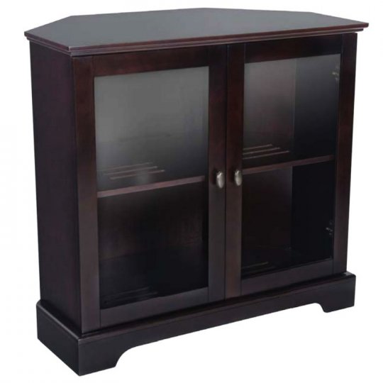 Sonora S60C34B Wood TV Stand With Glass Doors DARK BROWN