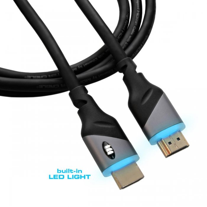 Monster MHV11028BLU Essentials HDMI Cable Lighted BLUE - 6ft - Click Image to Close