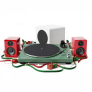 Kanto YU2 Speakers SUB6 Subwoofer and OB13 Turntable All-In-One Package RED GREEN WHITE