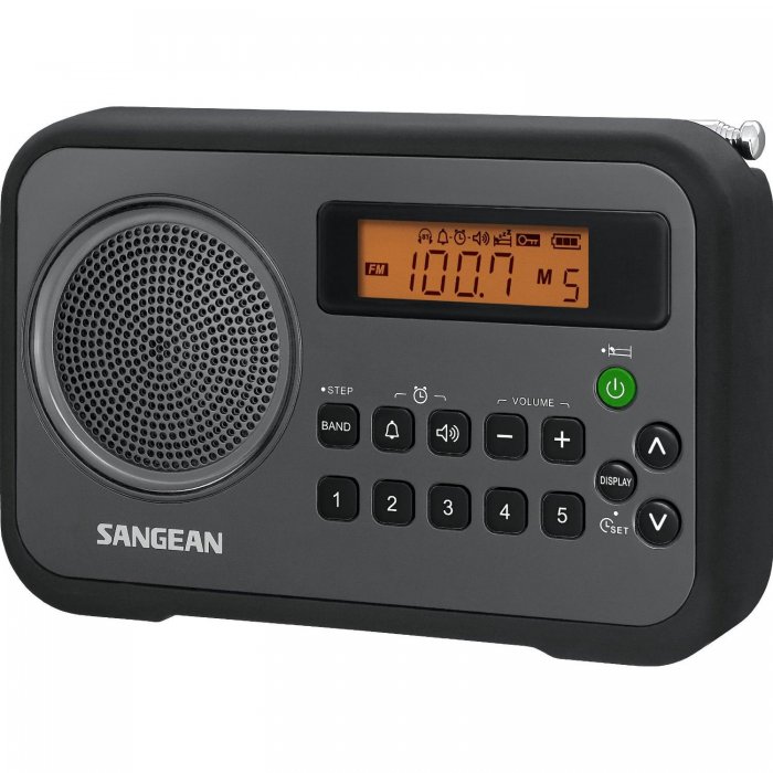 Sangean PR-D18BK AM/FM/Clock Portable Digital Radio BLACK - Click Image to Close
