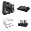 Pro-Ject E1.2 & Tube Box S2 Vinyl Turntable Stereo System Bundle with Kanto YU4 Powered Speakers and Audio-Technica Cleaning Kit GLOSS BLACK/MATTE BLA