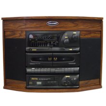 Technosonic Oak Turntable with CD Player Dual Cassette