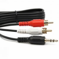 Standard 'Y' Audio Cable 3.5mm Stereo Plug to 2 RCA Plugs 2M