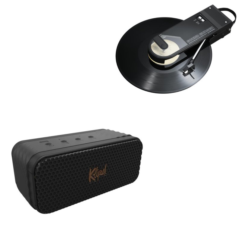 Audio-Technica Sound Burger AT-SB727 & Klipsch Nashville Portable Bluetooth Vinyl Turntable and Speaker Bundle BLACK