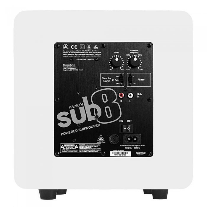 Kanto SUB8MW 8-Inch Active Subwoofer MATTE WHITE - Open Box - Click Image to Close