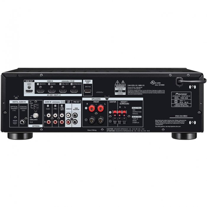 Pioneer VSX-534 Dolby Surround 5.2-Channel AV Receiver BLACK - Click Image to Close