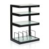 NorStone ESSE HiFi Vinyl 34-Inch Audio Rack 4 Shelf Steel Frame Tempered Glass with LP Record Storage BLACK FROSTED WHITE