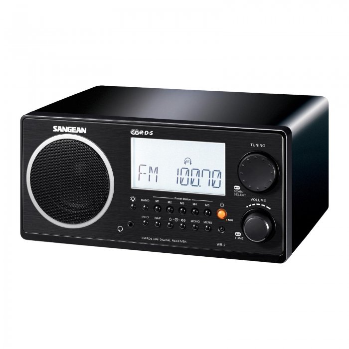 Sangean WR-2 FM-RBDS / AM Wooden Cabinet Digital Tuning Receiver BLACK - Click Image to Close