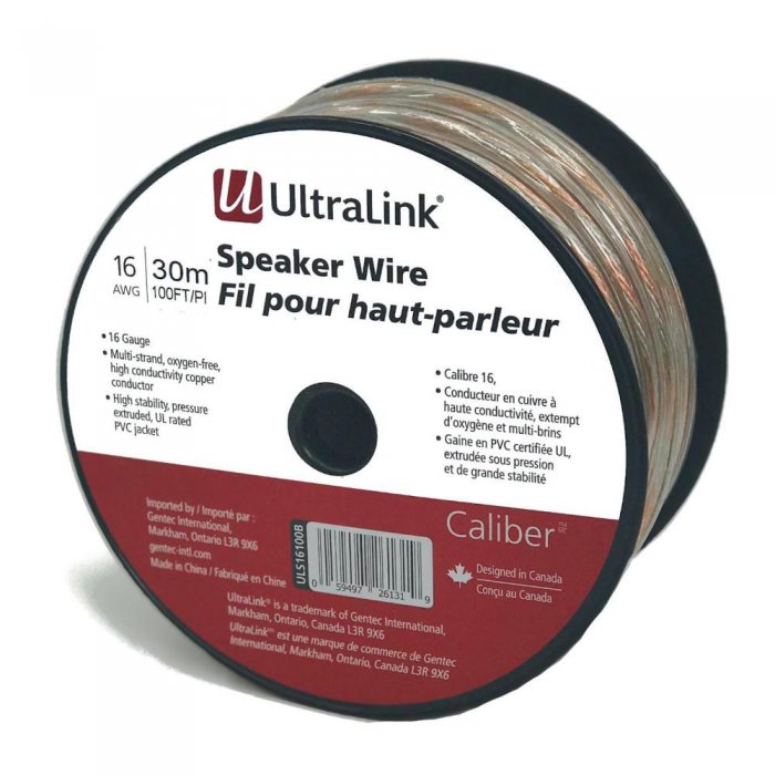 UltraLink ULS16100B Caliber Premium Speaker Wire Bulk 16AWG 100 Feet - Click Image to Close