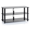 NorStone Epur 3 AV TV Stand 3 Shelf Tempered Glass Steel Frame SATIN BLACK