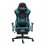 Home Touch WARLOCK Gaming Chair w PUC Fabric, Foot Rest & Lumbar Support BLACK/AQUA