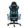 Home Touch WARLOCK Gaming Chair w PUC Fabric, Foot Rest &amp; Lumbar Support BLACK/AQUA