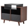 Norstone OSLO 800 Vinyl Cabinet – Stylish Record Storage & Turntable Stand BLACK SATIN