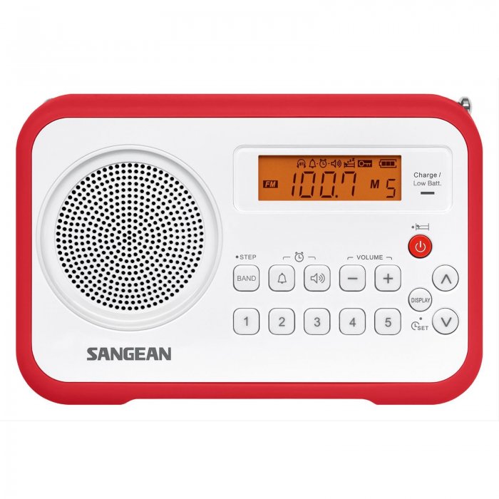 Sangean PR-D18RD AM/FM/Clock Portable Digital Radio RED - Click Image to Close