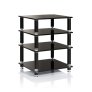 NorStone Stabbl HiFi 4 Shelf 15mm Tempered Glass Steel Frame Heavy Duty Audio Rack BLACK