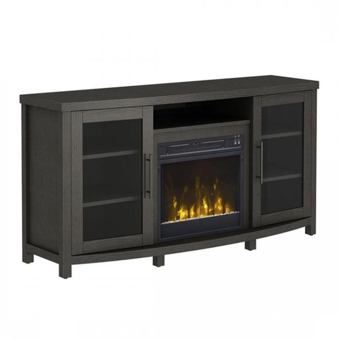 Bell’O ROSSVILLE TV Fireplace Stand With Six Shelves TIFTON OAK - Click Image to Close