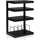 NorStone ESSE Hi-Fi Vinyl 4-Shelf Audio Rack with Vinyl Storage and Black Glass Shelves SATIN BLACK