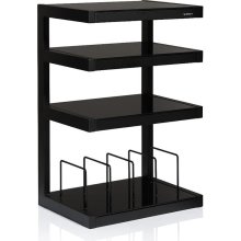NorStone ESSE Hi-Fi Vinyl 4-Shelf Audio Rack with Vinyl Storage and Black Glass Shelves SATIN BLACK
