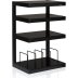 NorStone ESSE Hi-Fi Vinyl 4-Shelf Audio Rack with Vinyl Storage and Black Glass Shelves SATIN BLACK
