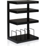 NorStone ESSE Hi-Fi Vinyl 4-Shelf Audio Rack with Vinyl Storage and Black Glass Shelves SATIN BLACK