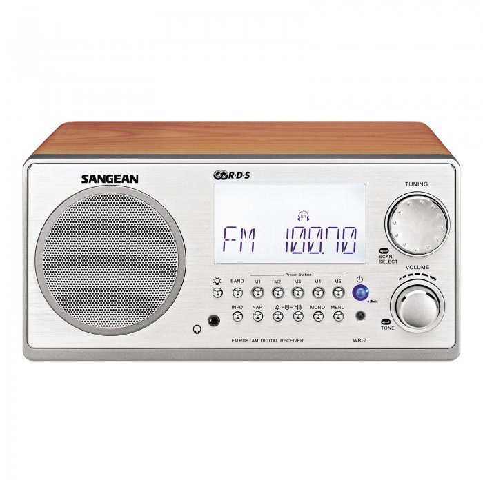 Sangean WR-2 FM-RBDS / AM Wooden Cabinet Digital Tuning Receiver WALNUT - Click Image to Close