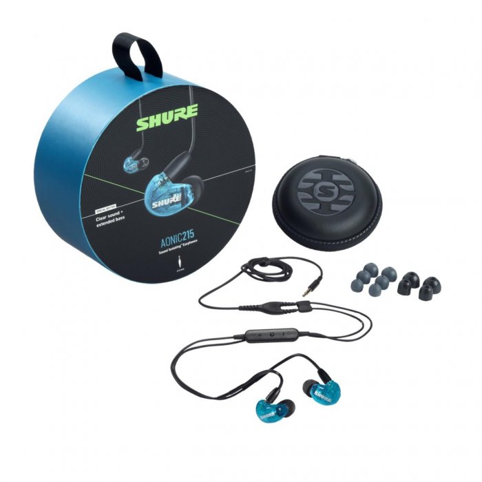 Shure AONIC 215 Sound Isolating Earphones w Dynamic Microdriver BLUE - Click Image to Close