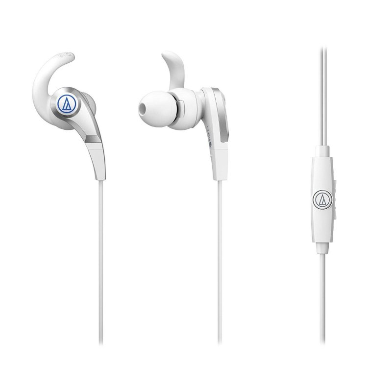 Audio-Technica ATHCKX5ISWH Sonic Fuel Smartphone Earbuds with In-line Microphone WHITE