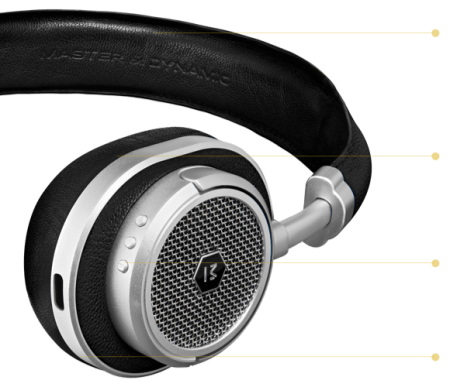Description image for Master & Dynamic MW50+ Wireless Bluetooth 2-in-1 On Over-Ear Headphones SILVER BLACK