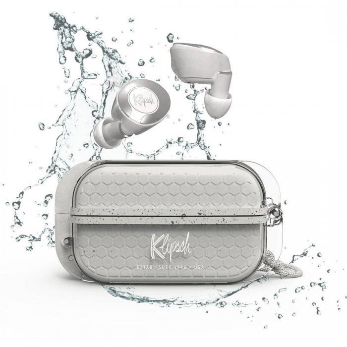 Klipsch T5TWIISPORTG Wireless Sport In-Ear Headphones Light Grey - Click Image to Close