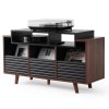 NorStone Oslo 1200 47-Inch Vinyl Storage Cabinet Audio Rack with Drawers BLACK SATIN WALNUT