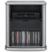 Tech-Craft S-AV32 Sculpture Series Swivel TV Stand with Glass Doors BLACK