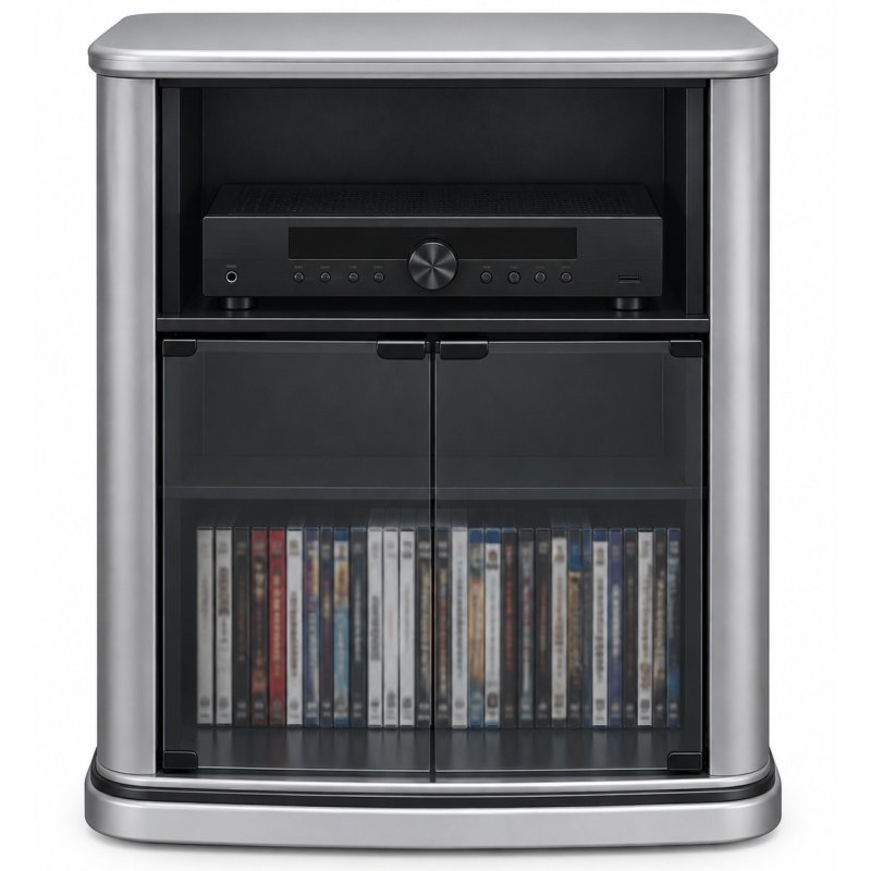 Tech-Craft S-AV32 Sculpture Series Swivel TV Stand with Glass Doors BLACK