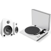 Kanto OBI3 2nd Gen Turntable and YU4 Powered Speaker Bundle MATTE WHITE with Open Box Speakers