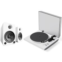 Kanto OBI3 2nd Gen Turntable and YU4 Powered Speaker Bundle MATTE WHITE with Open Box Speakers