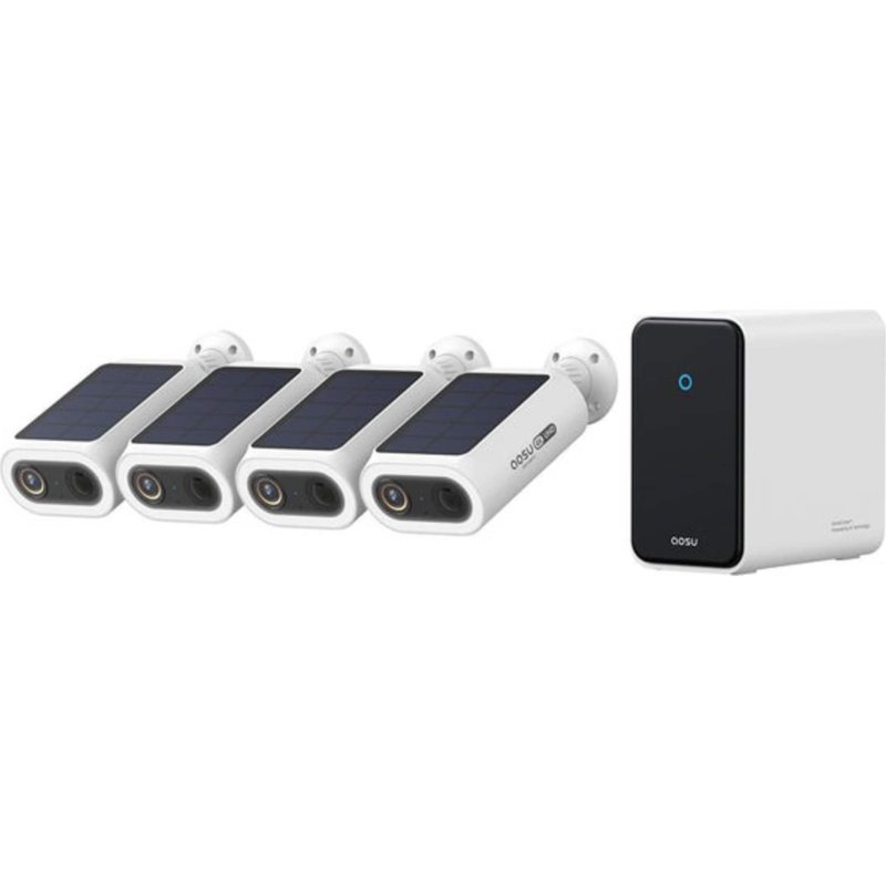 aosu SolarCam P1 Max 4K Solar Security Camera System with aosuCortex AI Hub (4 Cameras) WHITE