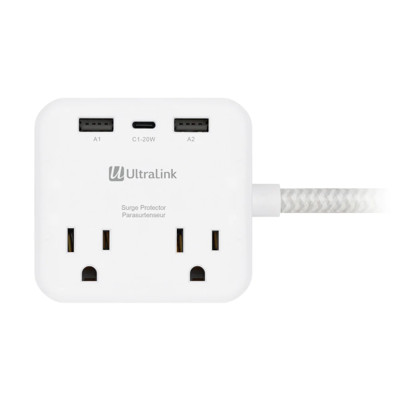 Ultralink ULPSP2 Performance Surge Protector 2 Outlet with USB-C & USB Charging WHITE