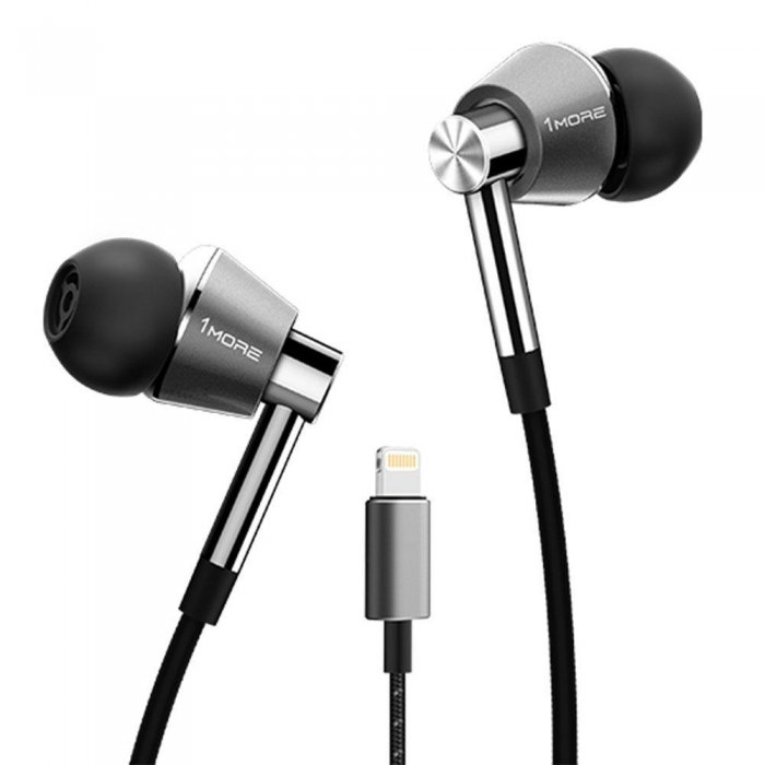 1MORE Triple Driver In-Ear Headphones (Lightning Connector) TITANIUM - Click Image to Close