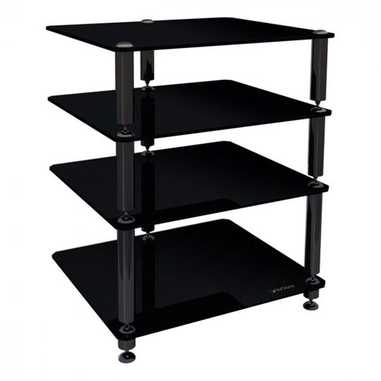 NorStone 'Bergen 2' Four Glass Shelf Hi-Fi Audio Rack BLACK