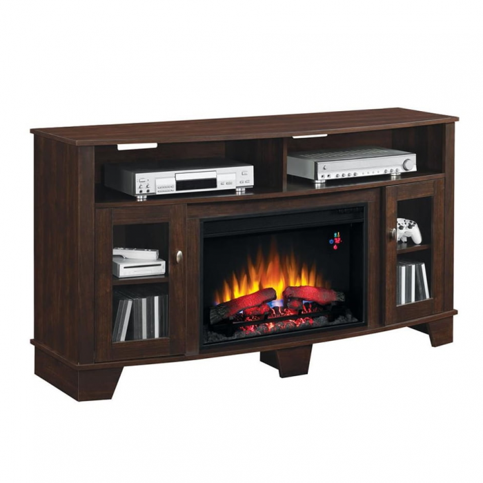 Bell'O LASALEMATL 59-Inch TV Stand Fireplace Console CHOCOLATE - Click Image to Close
