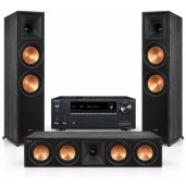 Klipsch & Onkyo 5.1.4 Channel Dolby Atmos Home Theater Speaker and Receiver Bundle BLACK - Open Box