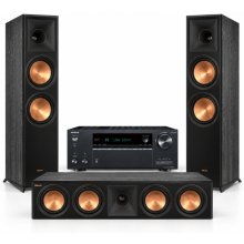 Klipsch & Onkyo 5.1.4 Channel Dolby Atmos Home Theater Speaker and Receiver Bundle BLACK - Open Box